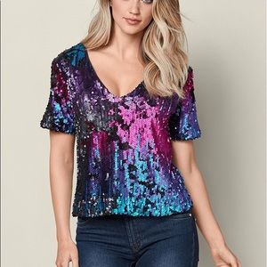 Venus All Over Sequin Top